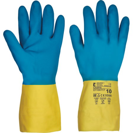 PROTECȚIA MÂINILOR - CASPIA, Mănuși de protecție chimică din latex natural 0, imersate în neopren