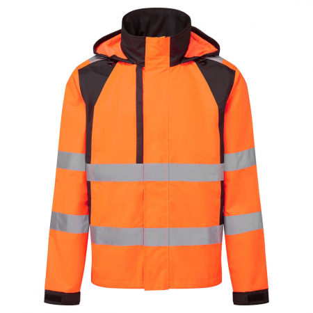Jachete reflectorizante (HI-VIS) - WX2 - CD860, Jachetă de ploaie HI-VIS, cu glugă detașabilă, din poliester reciclat, 190 g/mp, căptușeală din poliester 52 g/mp