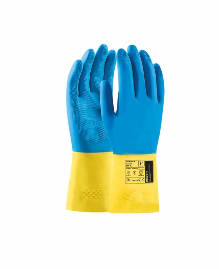 Protecție chimică si biologică - CHEM TOUCH, Mănuși de protecție chimică din latex cu strat exterior din cloropren, lungime 30 cm