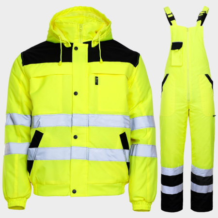 Imbracaminte TERMOIZOLANTĂ - COLLINS HV 2.0, Set jachetă și pantaloni cu pieptar HI-VIS de iarnă, vatuit, din poliester, 130 g/mp