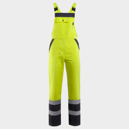 Pantaloni si salopete reflectorizante (HI-VIS) - COLLINS SUMMER HV, Pantaloni cu pieptar reflectorizanți din bumbac și poliester, 240 g/mp