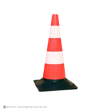 DETECTIE SI SEMNALIZARE - Con de semnalizare alb/portocaliu din polietilenă rezistentă, înălțime 50 cm