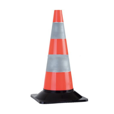 DETECTIE SI SEMNALIZARE - Con de semnalizare gri/portocaliu din polietilenă rezistentă, înălțime 50 cm