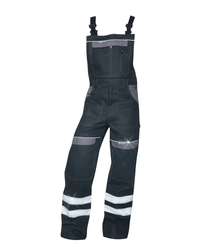 IMBRACAMINTE - COOL TREND REFLEX, Pantalon cu pieptar din bumbac, 260 g/mp, cu benzi reflectorizante