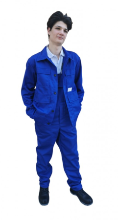 Îmbrăcăminte IGNIFUGĂ (ANTI-FLACĂRĂ) - Costum cu pieptar ignifug și antistatic din bumbac, 350 g/mp