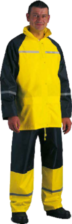 Îmbrăcăminte IMPERMEABILĂ - Costum de ploaie cu bandă reflectorizantă din PVC pe suport poliamidă