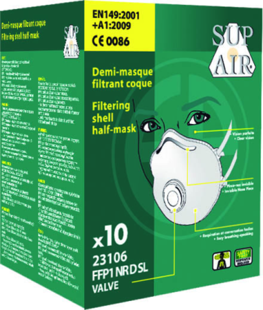 Coverguard 23106 Semimască de protecție respiratorie FFP1 NR D cu supapă, formă cupă, cutie 10 bucăți [7]