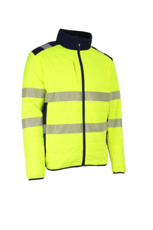 Jachete reflectorizante (HI-VIS) - COVERGUARD FLAKE, Jachetă termică de înaltă vizibilitate, Sorona®, poliester stretch mecanic 150D, impermeabilă, cu benzi segmentate
