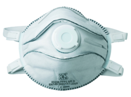 Protecție repiratorie de unică folosință - COVERGUARD MO23236 – Mască protecție respiratorie FFP2 NR D VO cu supapă, strat carbon activ [Cutie 5 bucăți]