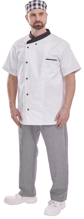 Camasi si tunici - COVERGUARD MO45920 GASTRO, Tunică bucătar albă cu mânecă scurtă, 245 g/mp, poliester/bumbac