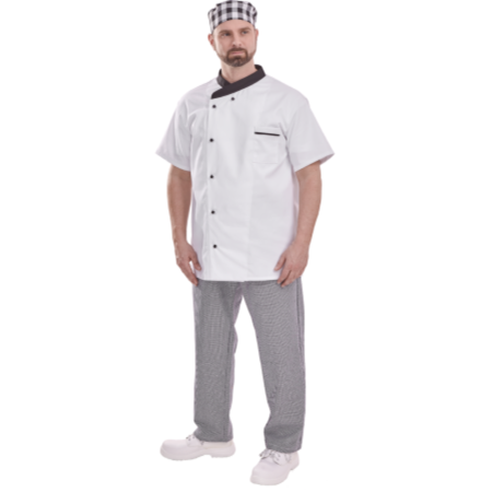 Camasi si tunici - COVERGUARD MO45920 GASTRO, Tunică bucătar albă cu mânecă scurtă, 245 g/mp, poliester/bumbac