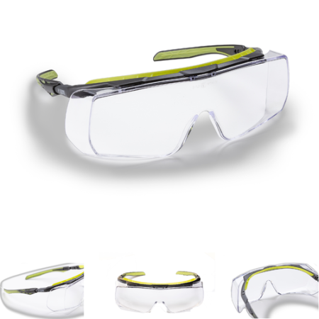 COVERGUARD OVERLUX, ochelari de protecție OTG (Over The Glasses) cu lentilă incoloră din policarbonat, tratament anti-zgâriere (K), brațe reglabile [3]