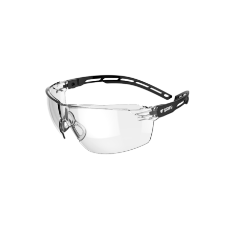 Ochelari de protecție - COVERGUARD TIGER FIRST, ochelari de protecție cu lentilă policarbonat incoloră / fumurie, tratament anti-zgârieturi (AS), brațe Airflex și punte nazală reglabilă