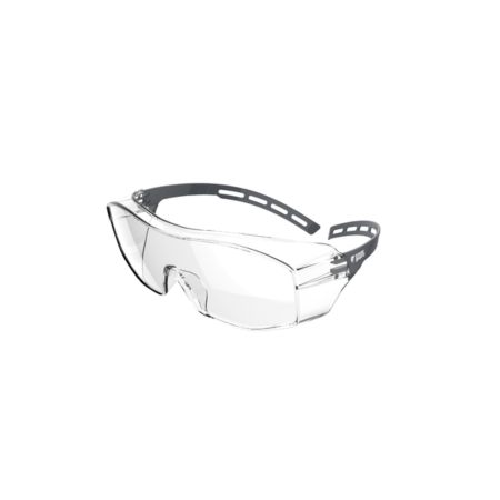 Ochelari de protecție - COVERGUARD TIGER FIRST OTG, supra-ochelari de protecție cu lentilă incoloră / fumurie, tratament anti-zgârieturi (AS), compatibili cu ochelari de vedere