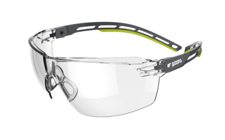 COVERGUARD TIGER MEDIUM, ochelari de protecție cu lentilă policarbonat incoloră / fumurie, tratamente anti-aburire (N) și anti-zgârieturi (AS), brațe Airflex reglabile [1]
