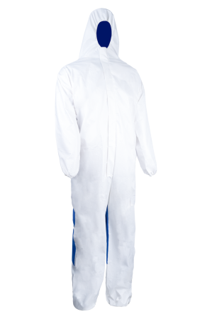 Combinezoane | Pantaloni Unică Folosință - COVERPRO 5MS40, Combinezon de protecție microporos + SMS Tip 5/6, glugă, fermoar cu clapetă, EN 13982, EN 13034
