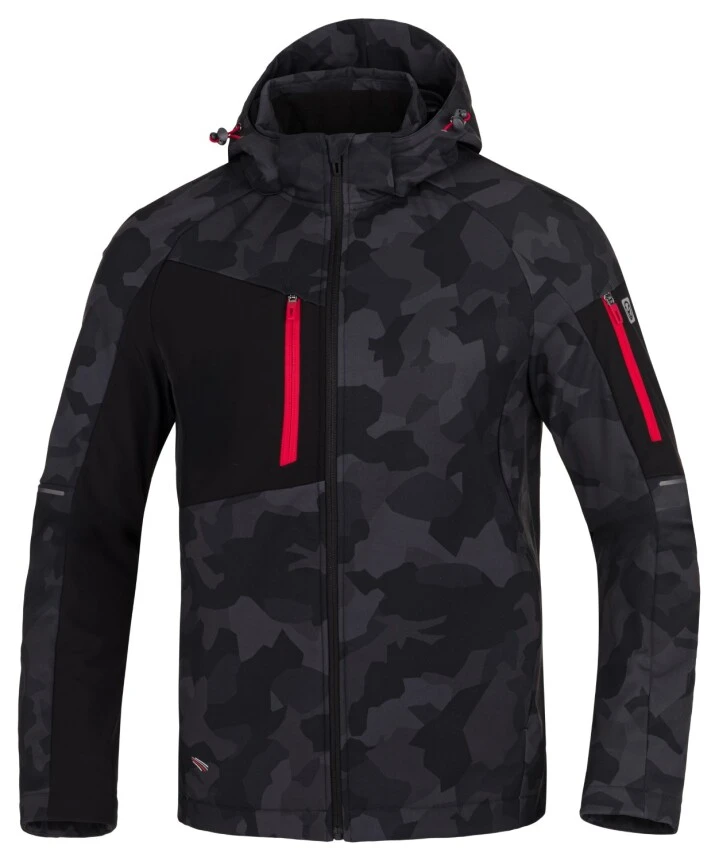 Jachete - CREATRON CAMO, Jachetă softshell SLIM FIT cu glugă detașabilă din poliester ElasticTech și căptușeală fleece, 300 g/mp