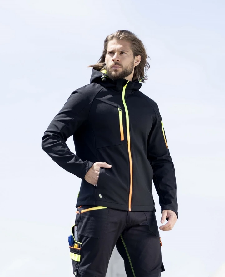 CREATRON, Jachetă softshell SLIM FIT cu glugă detașabilă din poliester ElasticTech cu membrană TPU și căptușeală fleece [8]