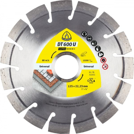 Discuri debitare și polizare - KLINGSPOR DT 600 U Supra, Discuri diamantate de debitare pentru polizoare unghiulare pentru Materiale de santier, Beton, Beton uzat, armat, CotiletA
