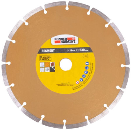 Discuri debitare și polizare - Disc Diamantat (Uscat), diametru 230 mm konner segmentat