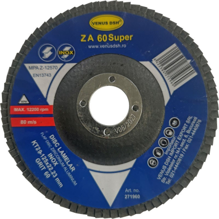 Discuri debitare și polizare - Disc lam. frontal inox KT29-125 x 22,23 mm, granulație 60