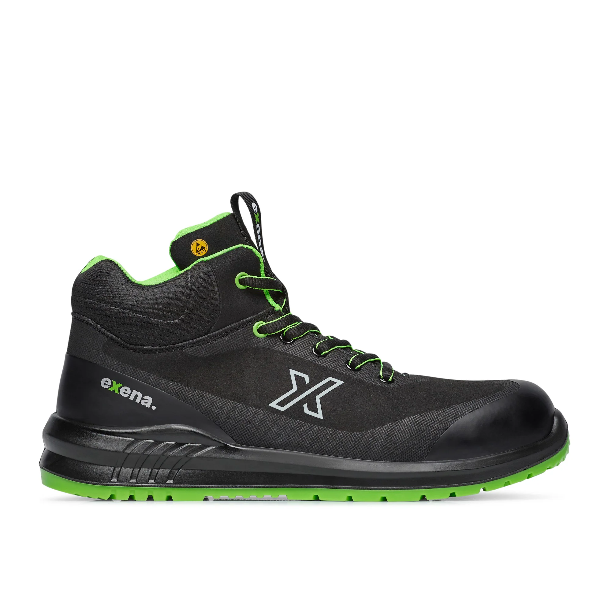 Bocanci - EXENA DRACO S3S ESD FO SR, Bocanci de protecție din micronubuck rezistent la abraziune, bombeu fibră de sticlă, lamelă antiperforație nemetalică, antistatici (ESD), talpă PU 2D SR