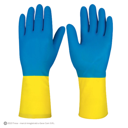 Protecție chimică si biologică - DUO MIX, Mănuși de protecție chimică din latex, cu imersie de neopren