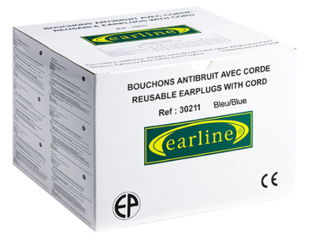 EARLINE 30211, Dopuri de urechi reutilizabile din cauciuc termoplastic (TPR), cu bilă detectabilă din oțel, cu șnur PVC detașabil, 26 dB [cutie  50 de bucăți] [2]