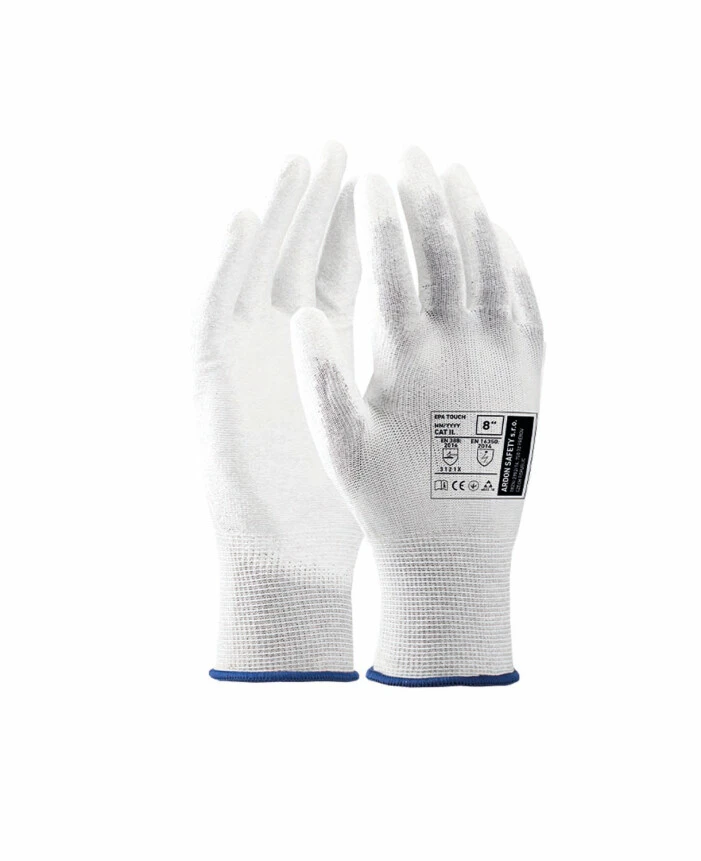Mănuși de protecție - EPA TOUCH, Mănuși ESD din nylon și fibră de carbon, imersate parțial în poliuretan