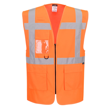 Îmbrăcăminte REFLECTORIZANTĂ (HI-VIS) - ES1 ESSENTIAL, Vestă de lucru HI-VIS executivă din poliester, 124 g/mp