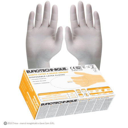UNICĂ FOLOSINȚĂ - EURO-ONE 5820, Mănuși de unică folosință din latex nepudrat, grosime: ~0,125 mm [Cutie 100 buc]