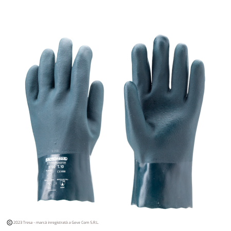 Protecție chimică si biologică - EUROCHEM 3720, Mănuși de protecție chimică din bumbac, dublu imersate în PVC, lungime 27 cm