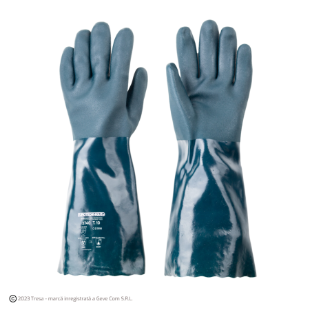PROTECȚIA MÂINILOR - Eurochem 3740 Manusi De Protectie Chimica Din Bumbac Imersate In Pvc Lungime 40 Cm
