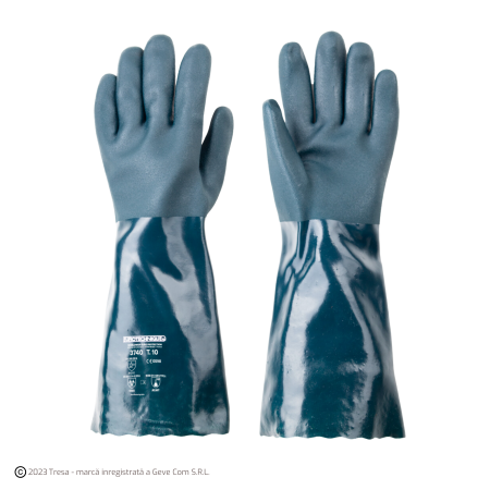 Protecție chimică si biologică - EUROCHEM 3740, Mănuși de protecție chimică din bumbac, imersate în PVC, lungime 40 cm