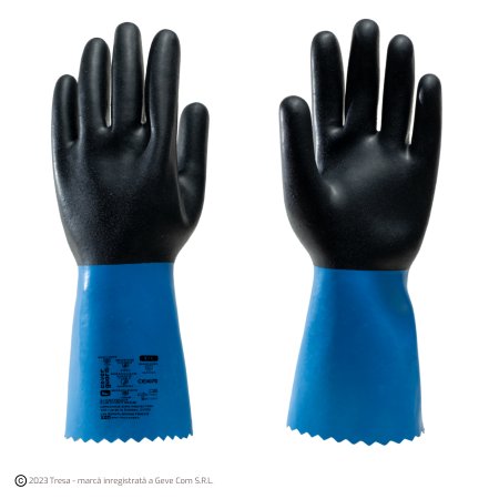 Protecție chimică si biologică - EUROCHEM NE530, Mănuși de protecție din poliester și bumbac, acoperite integral cu neopren, lungime 35 cm, grosime 0,9 mm