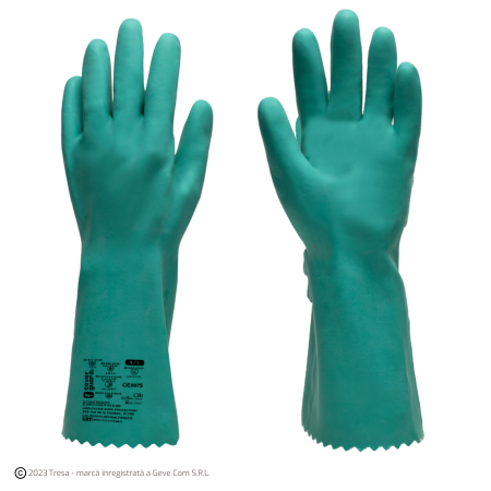 Protecție chimică si biologică - EUROCHEM NI550, Mănuși de protecție chimică din poliester-bumbac, imersate complet în nitril, lungime 35 cm, grosime: 0,85 mm