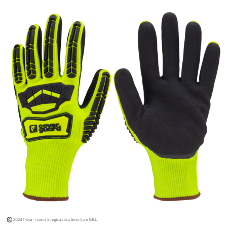 PROTECȚIA MÂINILOR - EUROCUT IMPACT 100, Mănuși de protecție din HDPE, imersate în nitril negru, lungime: ~25 cm