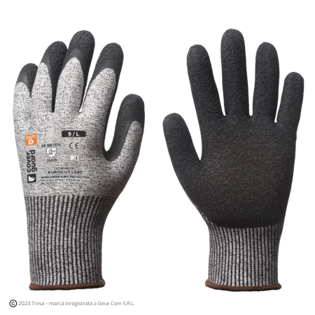 Protecție tăiere - EUROCUT L580, Mănuși de protecție din HPPE și fibră de sticlă, imersate în latex crep