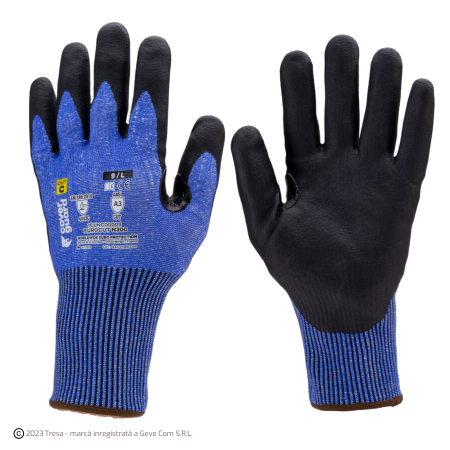 Protecție tăiere - EUROCUT N300, Mănuși de protecție din HPPE, imersate în spumă de nitril, lungime standard