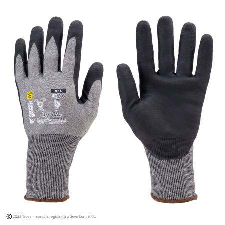 Protecție tăiere - EUROCUT N303, Mănuși de protecție din HDPE, poliester și spandex, imersate în microspumă de nitril, lungime standard