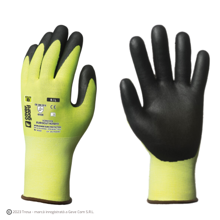 Protecție tăiere - EUROCUT N318HV, Mănuși de protecție din HPPE și nailon, imersate în nitril microspongios