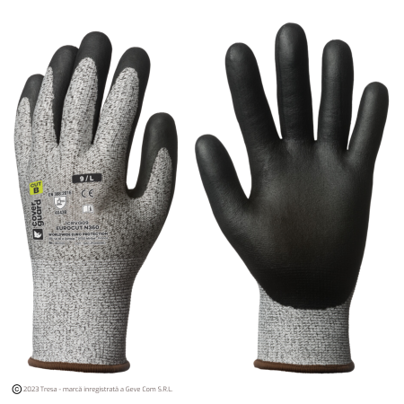 Protecție tăiere - EUROCUT N360, Mănuși de protecție din HPPE și fibre de sticlă, imersate în microspumă de nitril, lungime standard