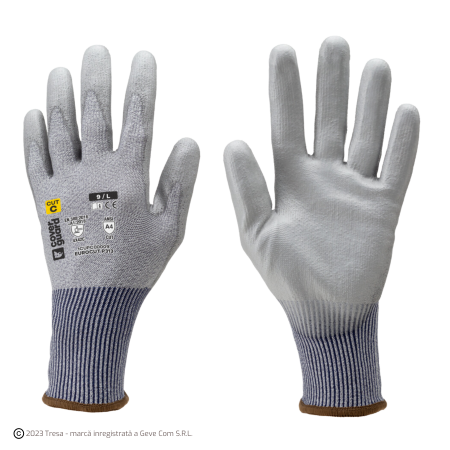Protecție tăiere - EUROCUT P313, Mănuși de protecție din HDPE, poliamidă și elastan, imersate în PU neted, tricotate calibrul 18