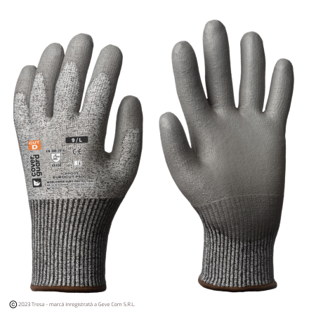 Protecție tăiere - EUROCUT P500, Mănuși de protecție din HPPE, poliamidă și elastan, acoperite cu PU, tricotate fără cusături