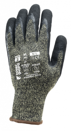 EUROHEAT CUT F, Mănuși de protecție din poliester, bumbac și aramidă, dublă acoperire din nitril neted și nisipos, tricot calibrul 10 [1]