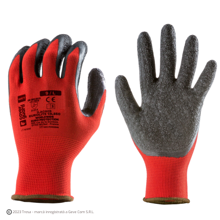 PROTECȚIA MÂINILOR - EUROLITE 13L850, Mănuși de protecție din poliester, imersate în latex crep, lungime 24 cm, grosime 13 gauge