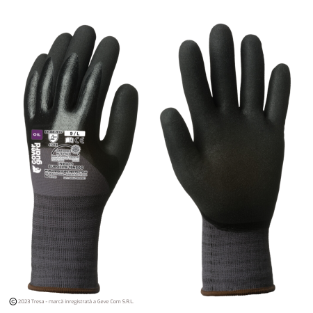 PROTECȚIA MÂINILOR - EUROLITE 15N505, Mănuși de protecție din nailon-spandex, imersate în nitril neted cu strat nisipos