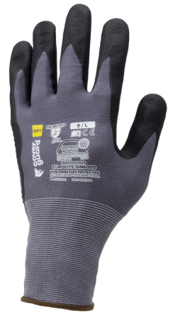 Mănuși Textile Imersate - EUROLITE 15N600D, Mănuși de protecție mecanică din poliamidă, imersate în spumă de nitril