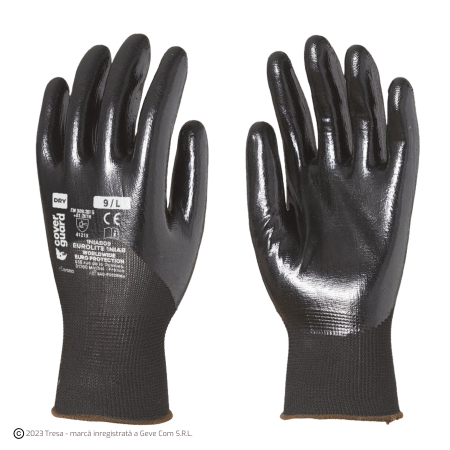 PROTECȚIA MÂINILOR - EUROLITE 1NIAB, Mănuși de protecție din poliester, imersate în nitril neted