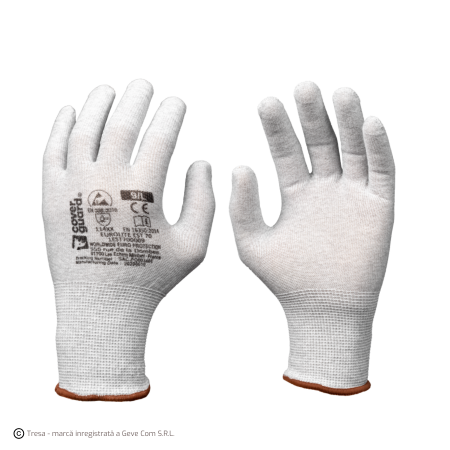 Protecție descărcări electrostatice (ESD) - COVERGUARD EUROLITE EST70, Mănuși de protecție antistatice (ESD) din poliester și fibră de carbon